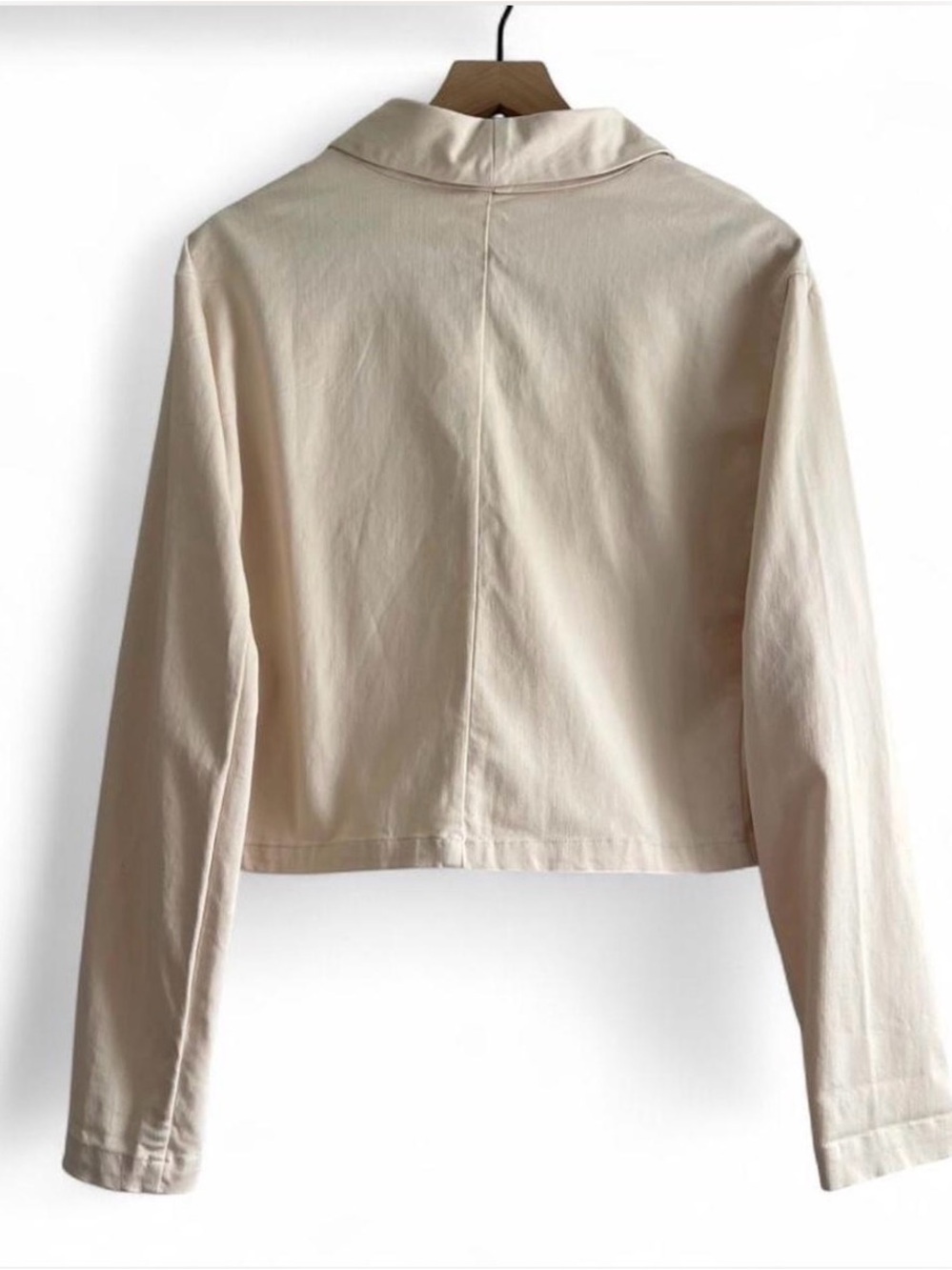 Splendid x Rachel Love Cream Neutral Cropped Jacket Size L NWT Gold Button Chic - Picture 3 of 10